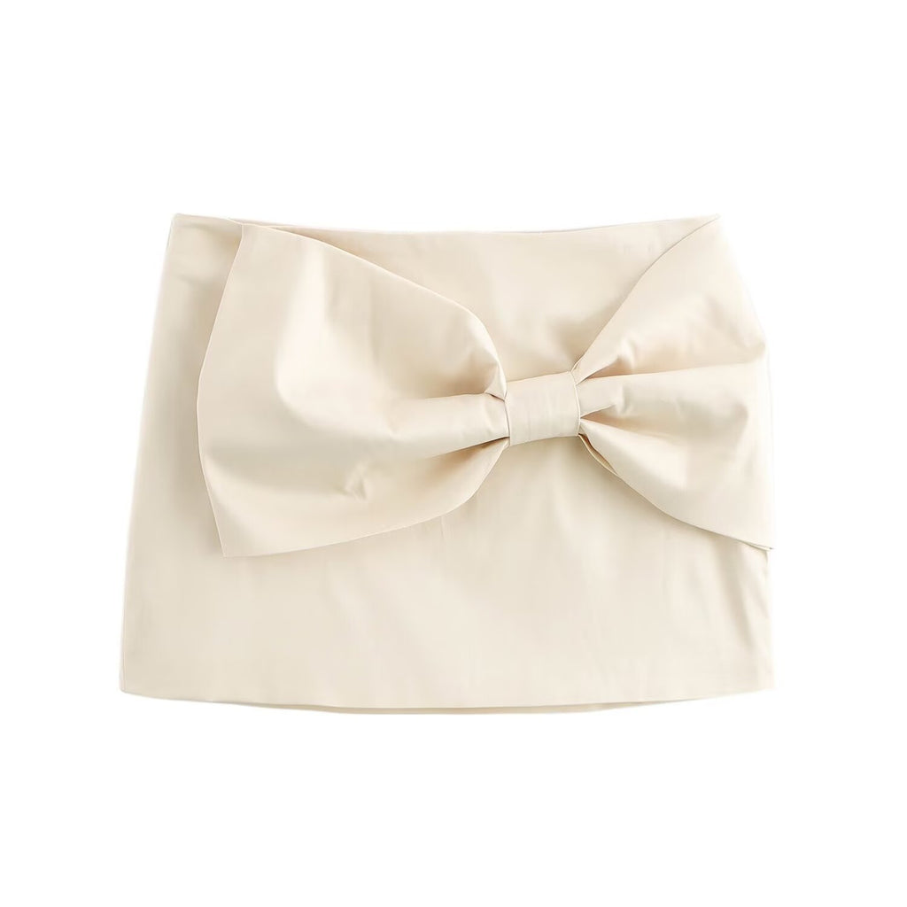 European And American Autumn New Fashion All-matching Bowknot Decoration Mini Skirt