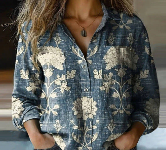 D Printed Exquisite Linen Women's Top