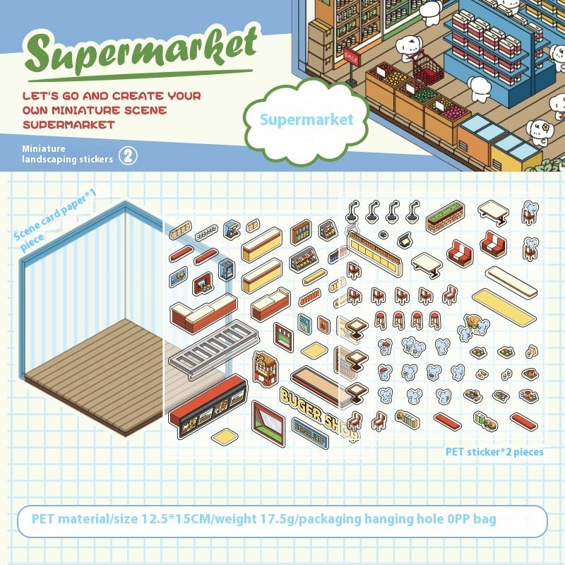 Miniature Scene Stickers Stereo Cottage Children Diy Stickers For Journals