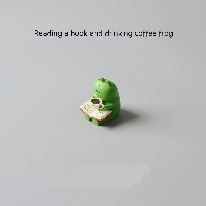 Frog Reading Table Lamp Decoration Resin Crafts