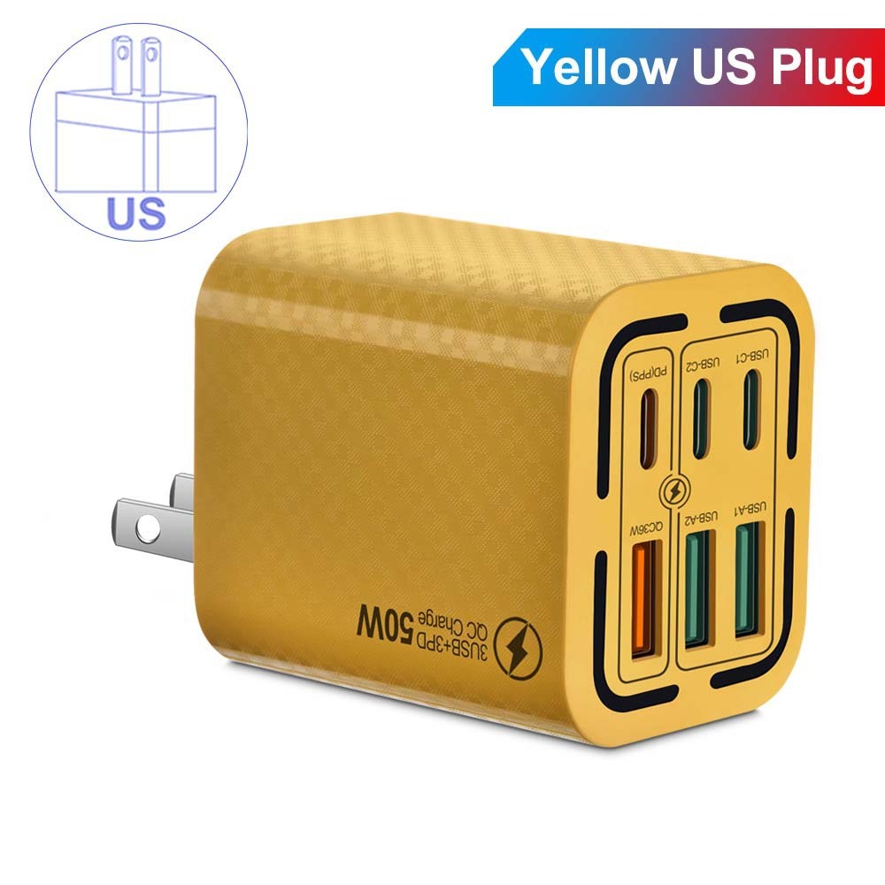 50W 6Ports 3USB 3PD Multi-interface Fast Charging Mobile Phone Charging Plug