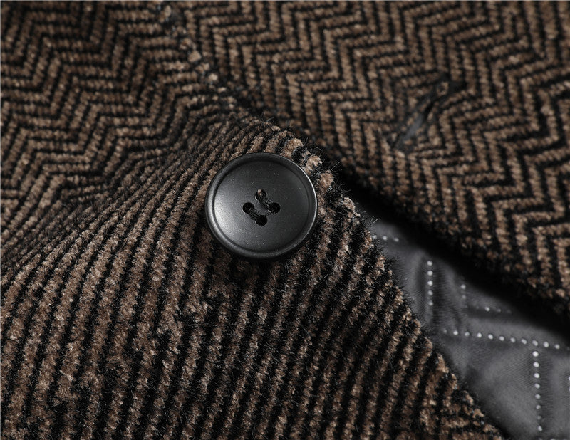 New Men's Chenille Woolen Coat With Scarf And Lapel