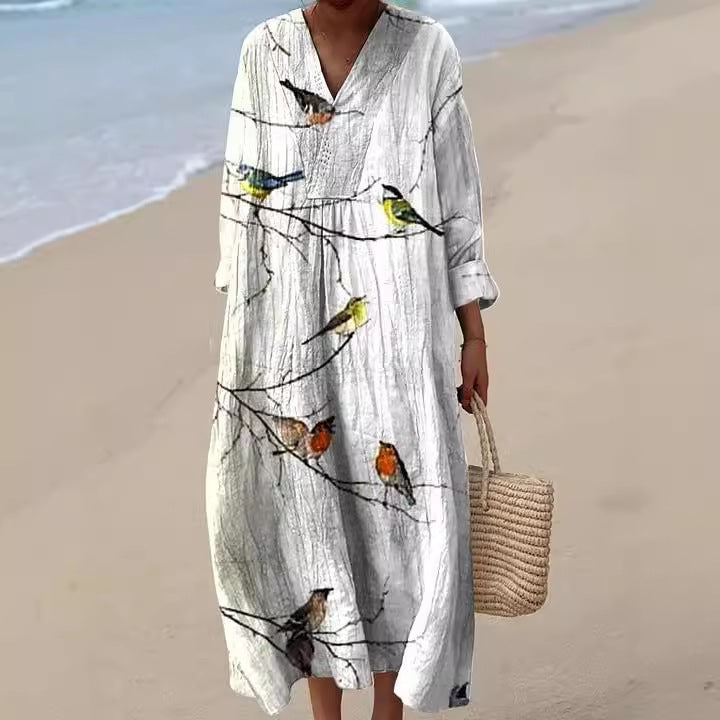 Long Sleeve Shirt Dress Women's Casual Floral