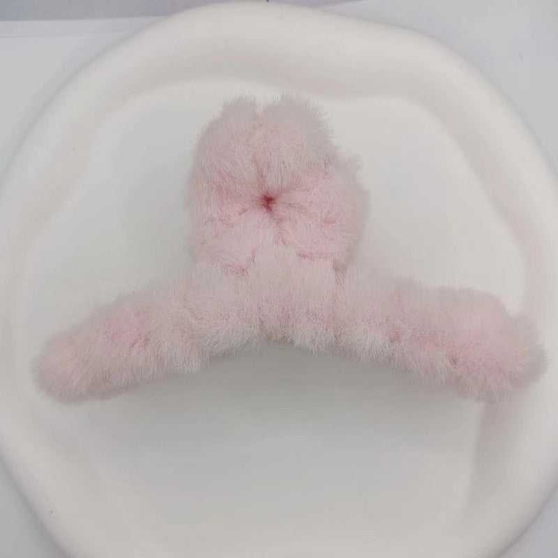 Korean Style Solid Color Plush Shark Clip Headdress