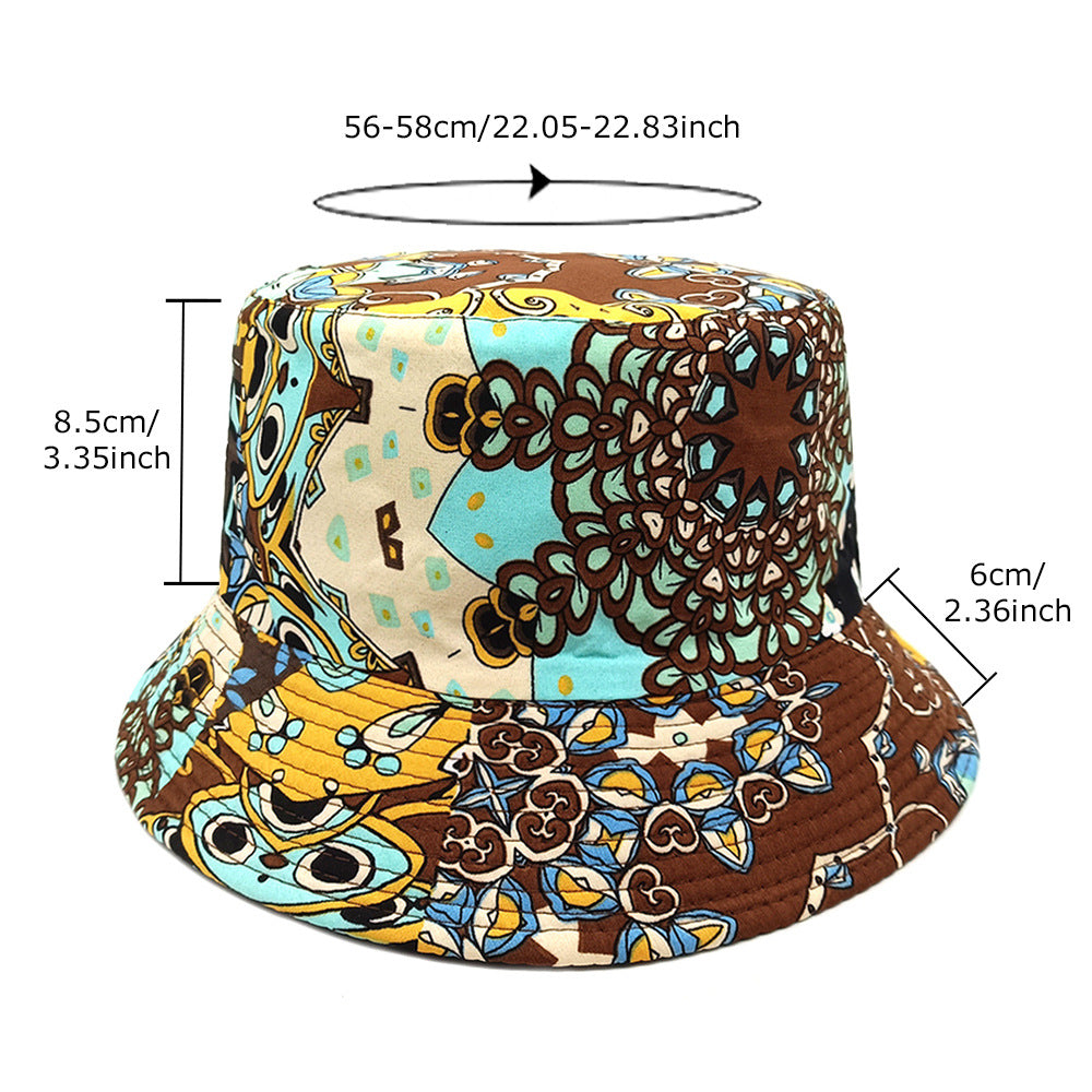 Geometric Bucket Hat Color Matching Printing Double-sided Wear Bucket Hat