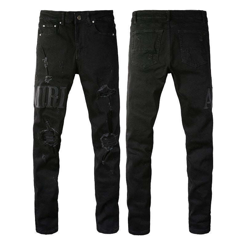 Men's Slim Fit Skinny Hole & Patch Jeans