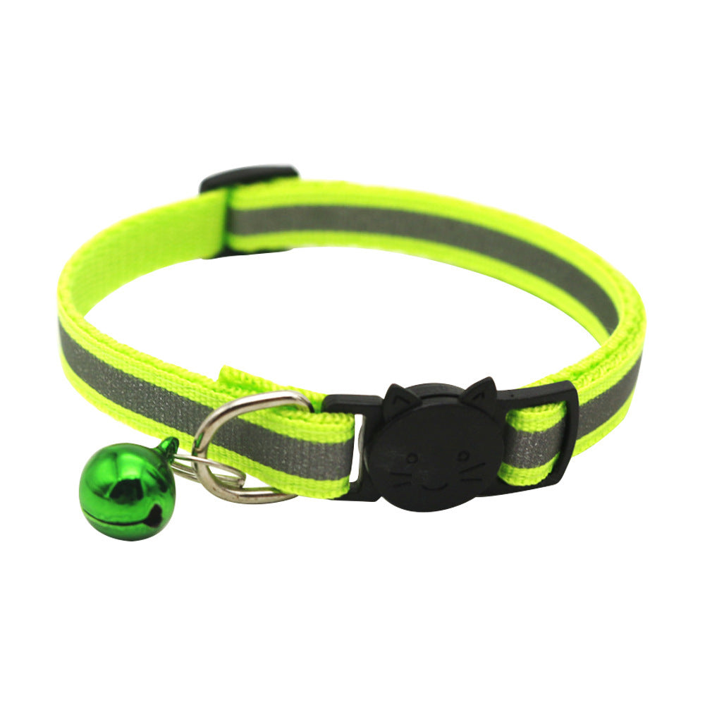 Colorful Polyester Reflective Bell Cat Jack Pet Collar