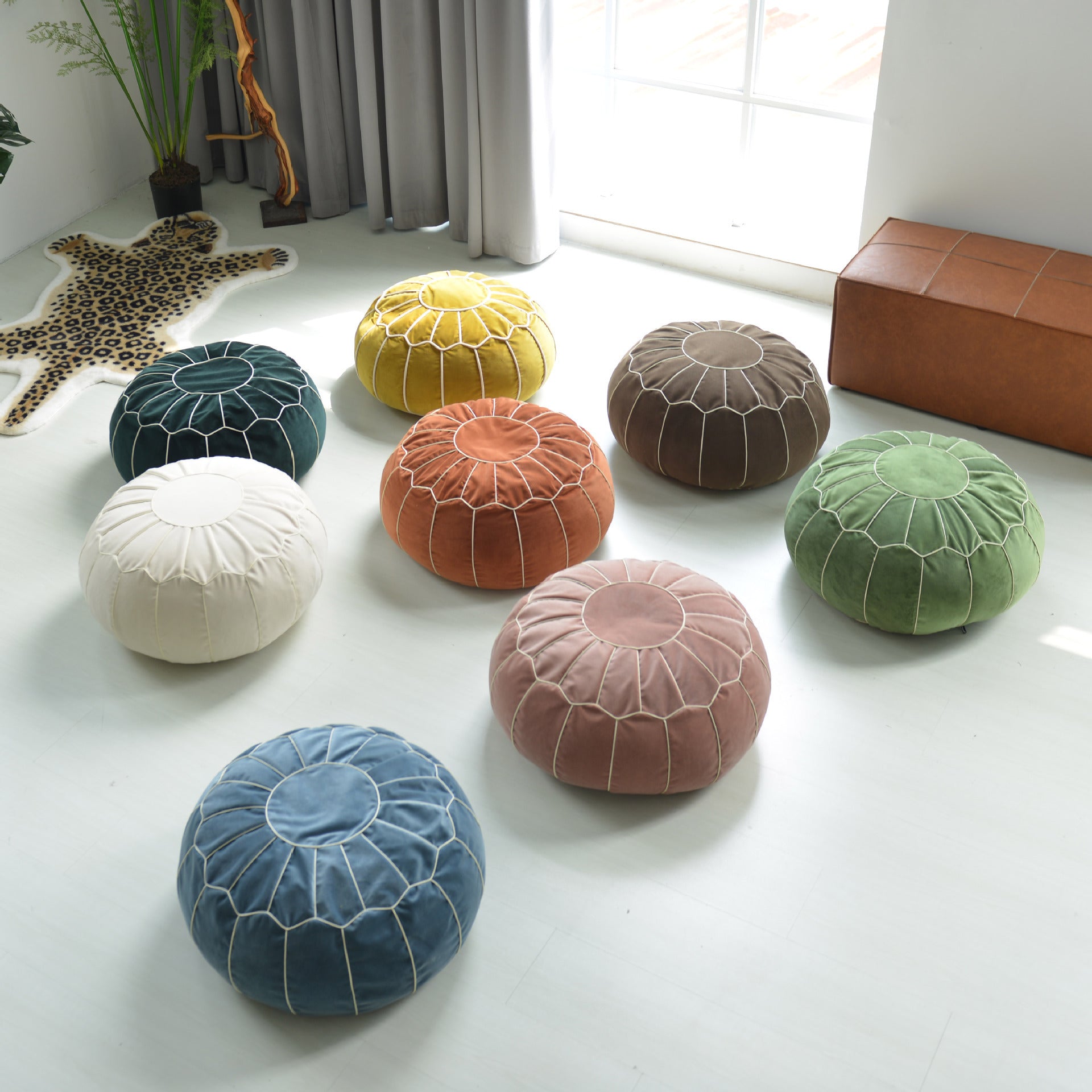 Candy Color Velvet Cute Puff Beanie Sofa