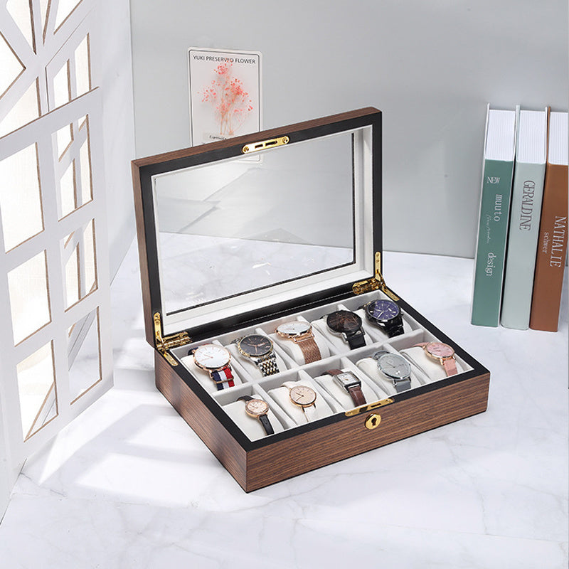 Light luxury wooden watch storage box with large capacity