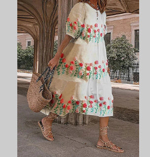 Women's Fashion Half Sleeves Loose Women's Clothing Dress