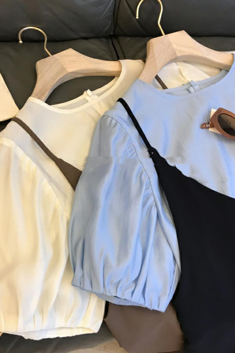 Tencel Lamp Shirt Plus French Sling Maxi Dress 2 Piece Set