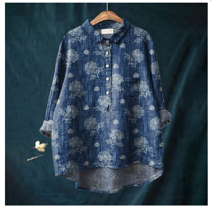 Casual Long Sleeve Shirt Animal Print Hawaiian Long Sleeve Blouse