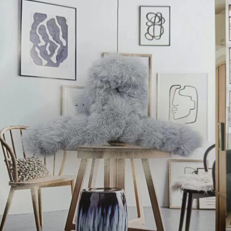 Korean Style Solid Color Plush Shark Clip Headdress