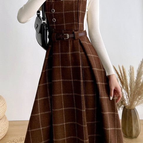 French Vintage Fashion Temperament Tweed Undershirt Dress