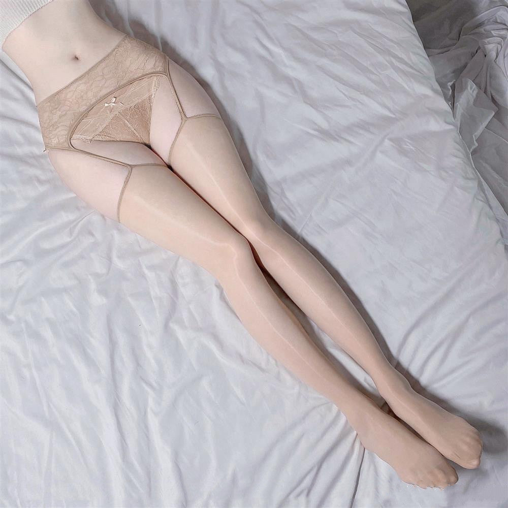 Oiled Lace Garter One Piece Thigh-high Stockings