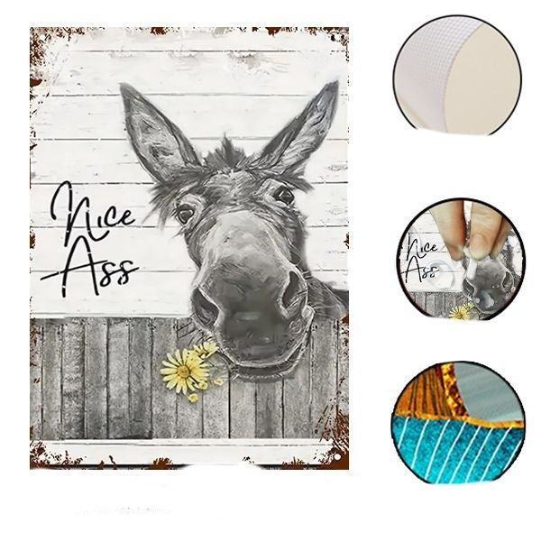 Donkey Bath Hanging Painting Spray-painted Vintage Canvas