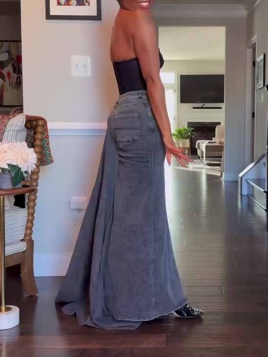 Denim Bodycon Maxi Skirt