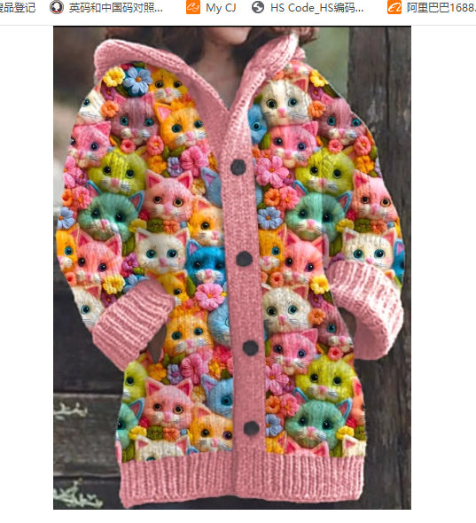 New Christmas Abstract Printed Casual Cloak Coat