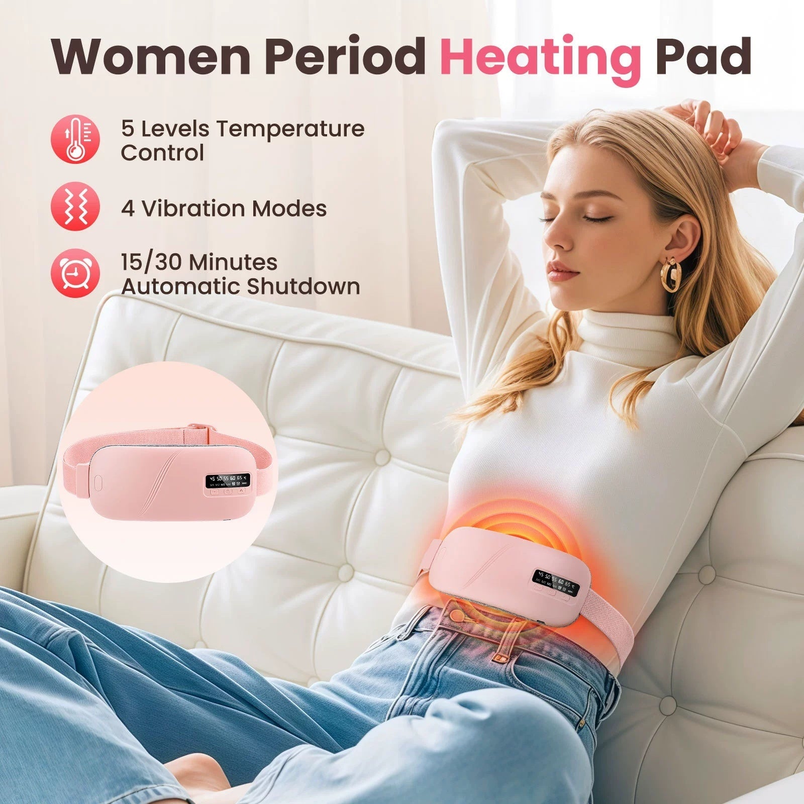 Compress Stomach Heating Pad Vibration Massage Stomach Heating Belt Waist Supporter
