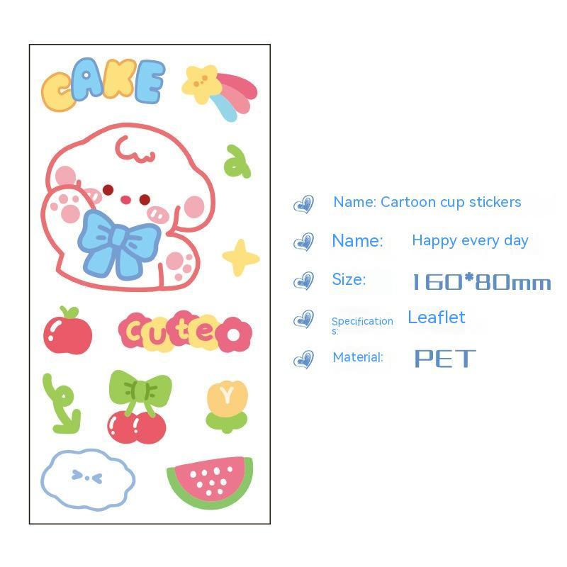Cute Bear Clear Water Cup Stickers Children's Cartoon Korean Journal Material Mobile Phone Cup Decoration
