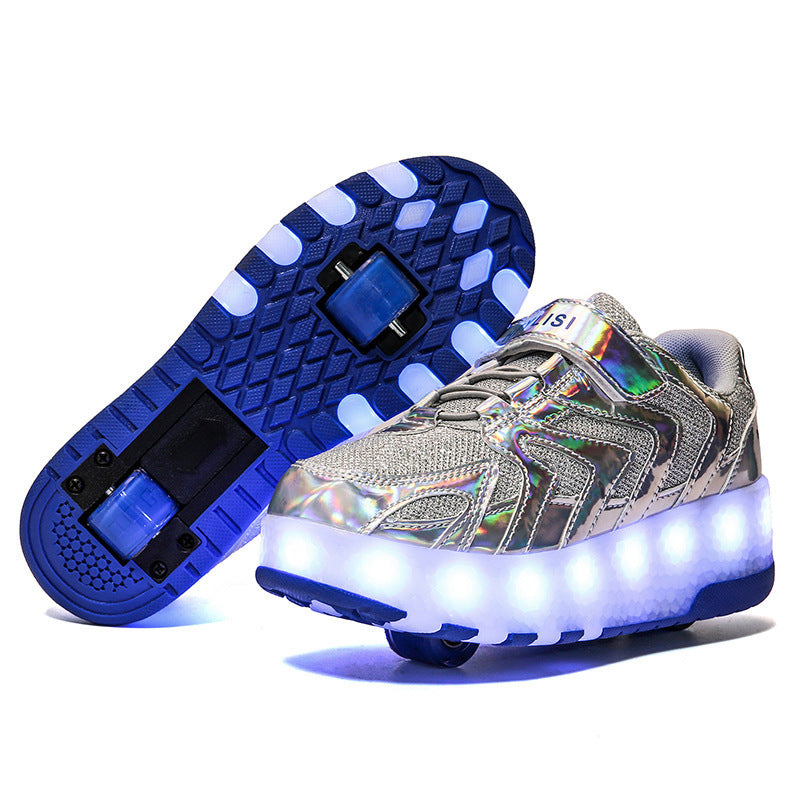 Single Wheel Runaway Shoes Double Wheel USB LED Light Filled Shoes