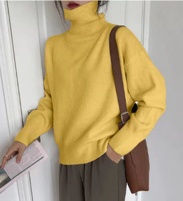 Turtleneck Pullover Lazy Style Padded Sweater