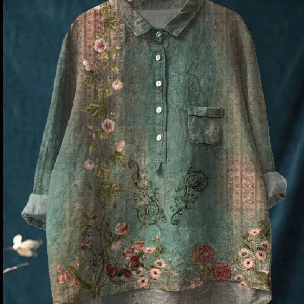 Loose Print Crew Neck Casual Plus Size Women's T-shirt