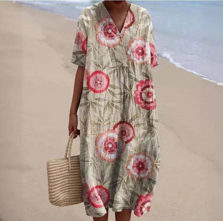 Casual Floral 3D Printing Women Dress