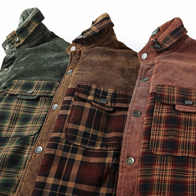 Men's plus fleece long-sleeved plaid shirt autumn and winter warm casual cotton
