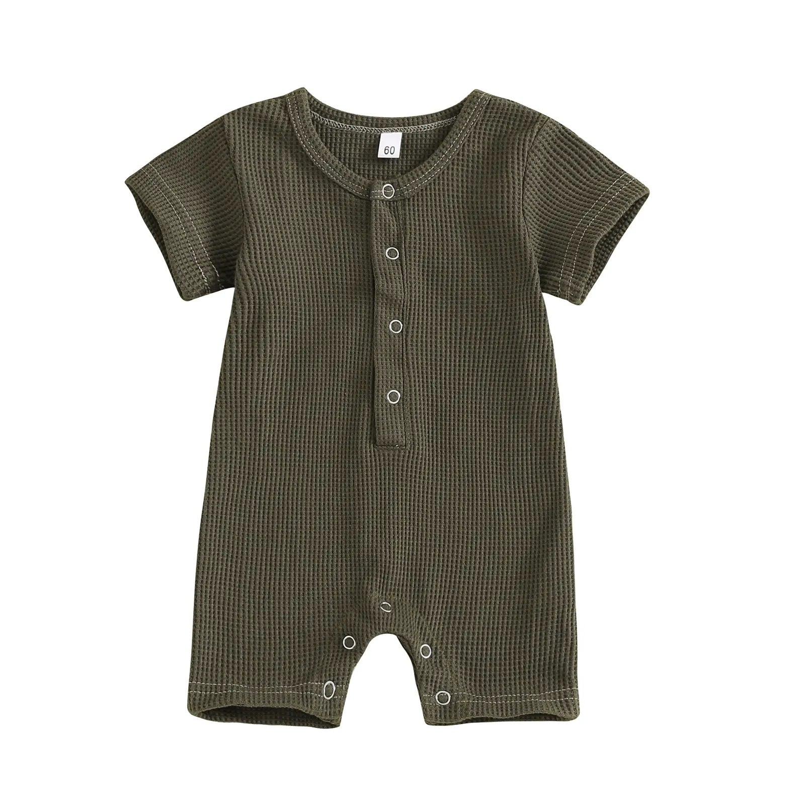 Children's Waffle Short-sleeved Jumpsuit