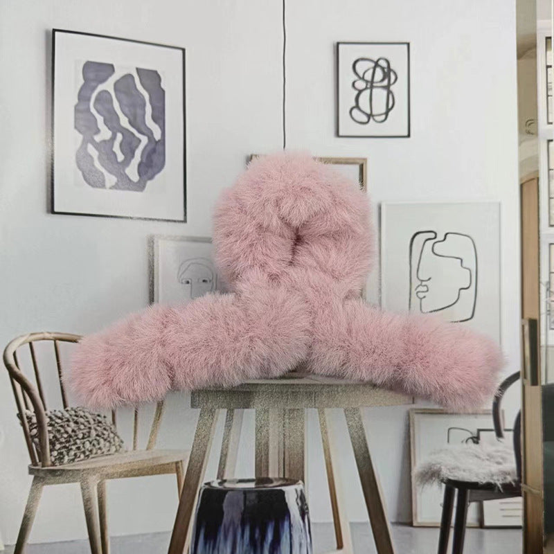 Korean Style Solid Color Plush Shark Clip Headdress