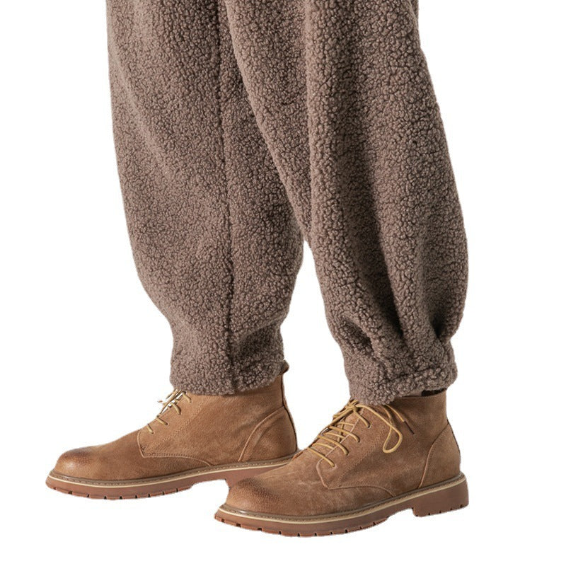 Chinese Style Men's Casual Retro Thick Lamb Wool
