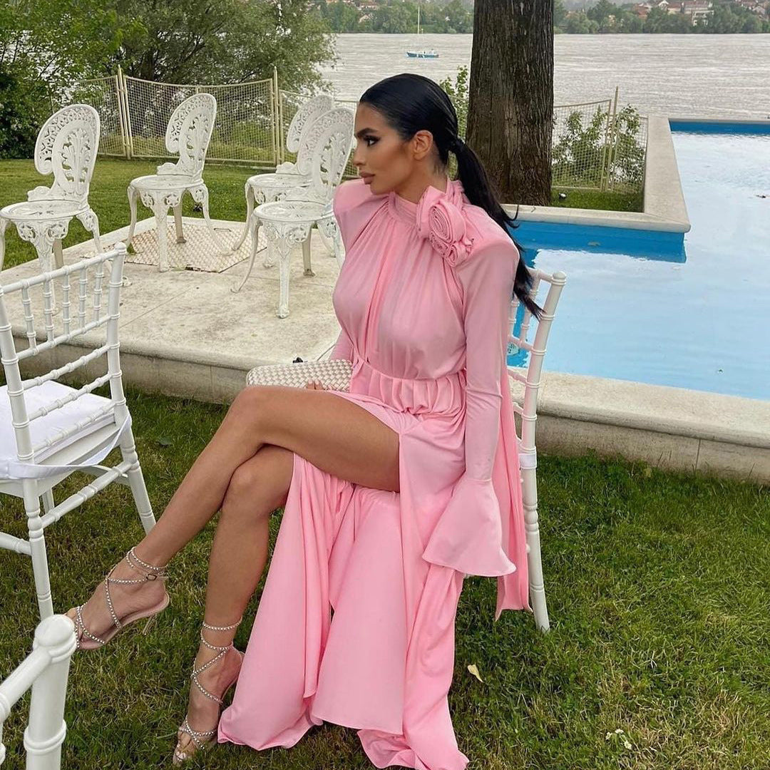 Women's Clothing Premium Vintage Dress Hollow Out Deep V Halter Dress