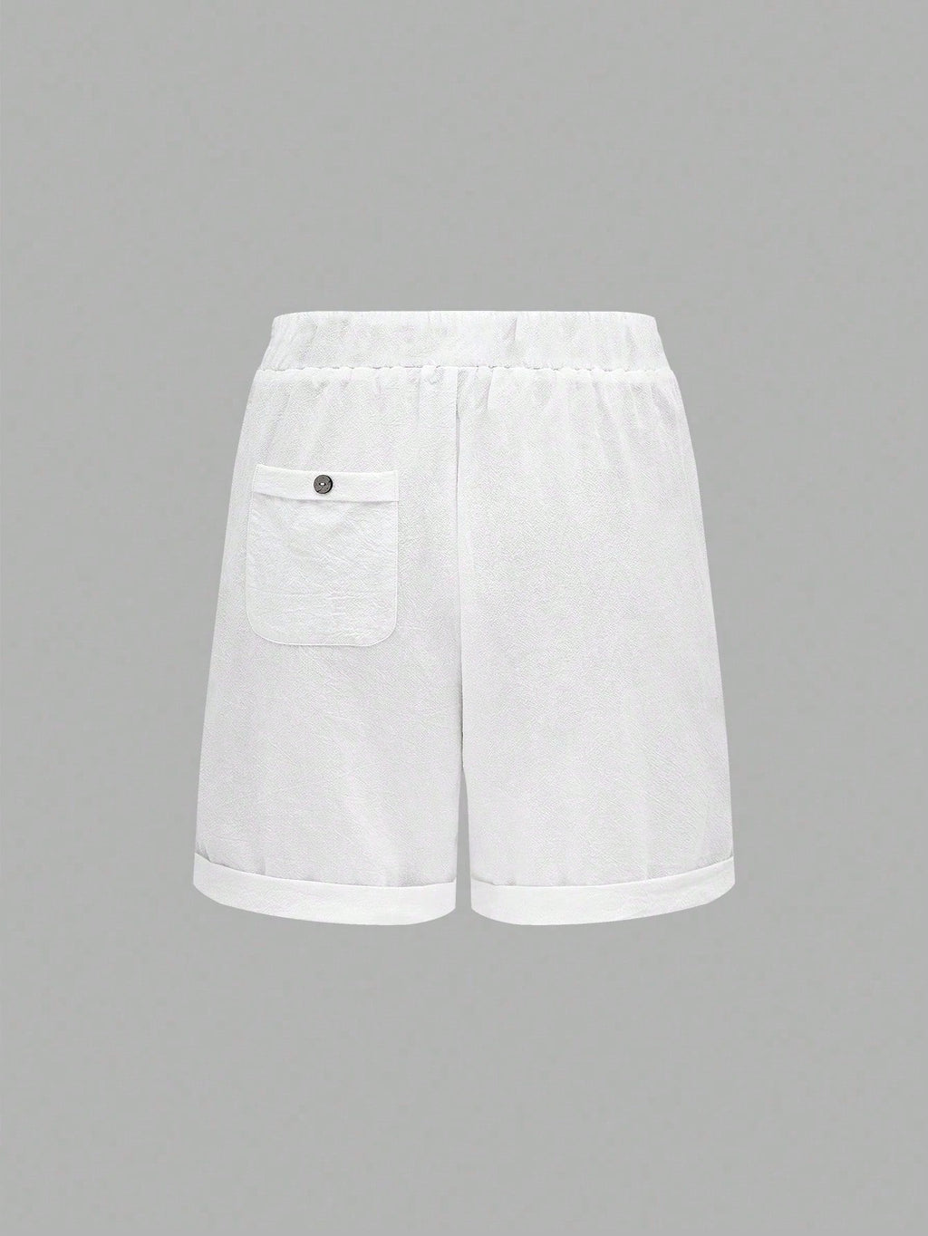 Solid Color Drawstring Shorts With Pockets, Summer Casual Wear