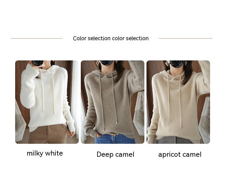 Knitted Inner Match Fleece Shirt Hooded Raglan Base Pure Wool Sweater