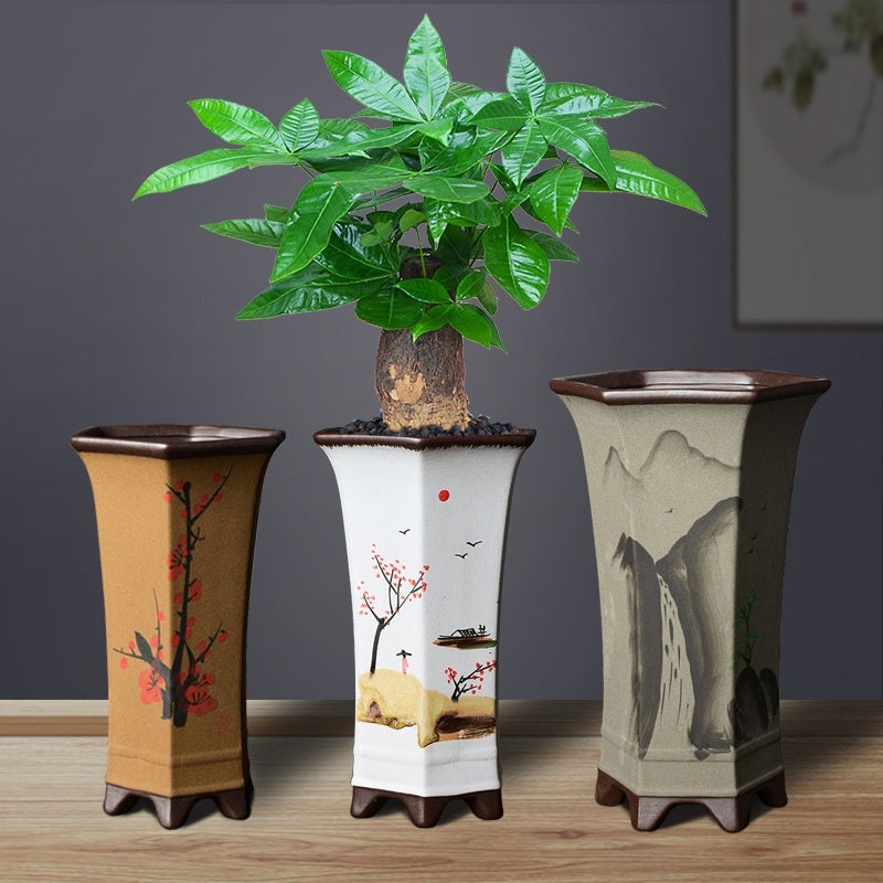 Yitaotang Large Yixing Clay Hexagonal Waist Flower Pot