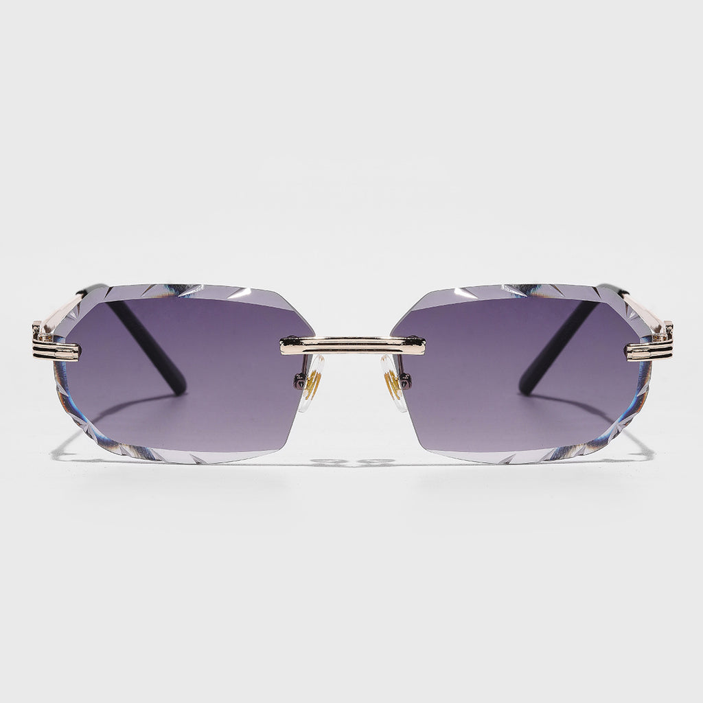 Metal Frameless Diamond Cut Sunglasses