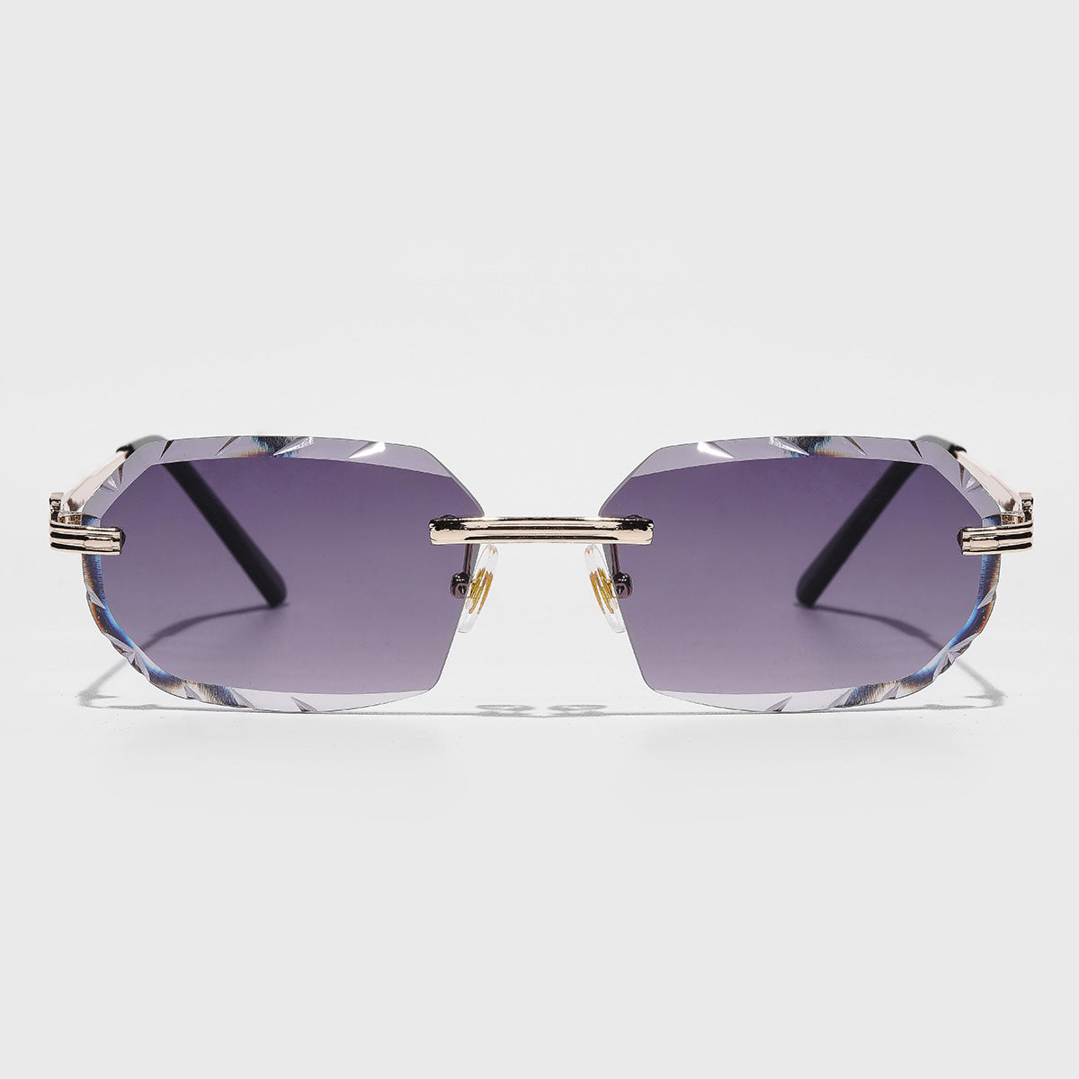 Metal Frameless Diamond Cut Sunglasses