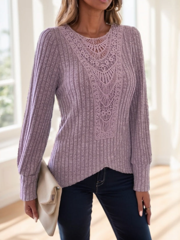 Lace Splicing Crew Neck T-shirt