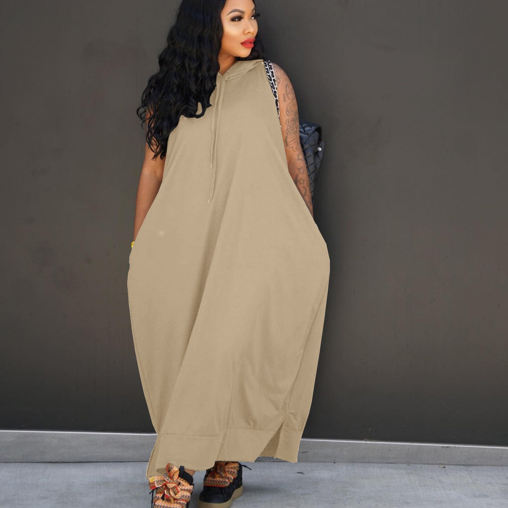 Women's Cape Sleeveless Pocket Loose Dress