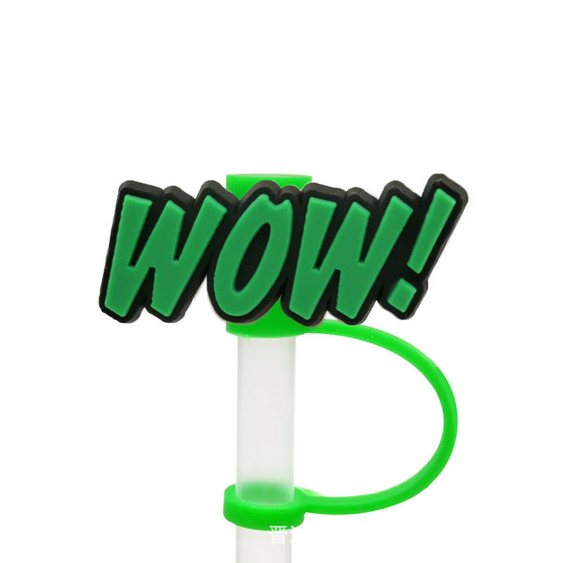 Straw Mouthpiece Silicone Dust Plug Decorative Buckle Clip Personalized Letter Label