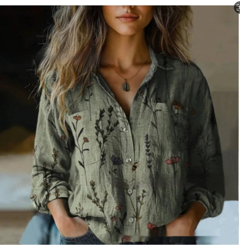 3D Printed Abstract Pattern Women's Long-sleeved Blouse