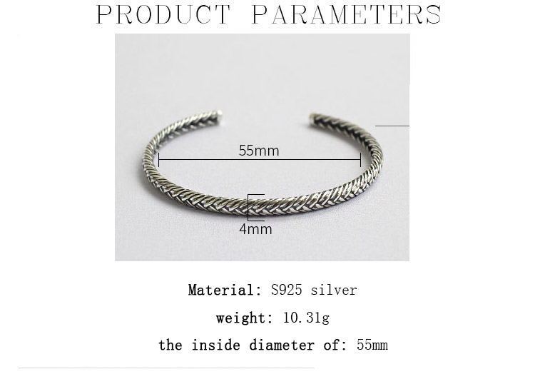 925 Sterling Silver Woven Pattern Adjustable Bracelet