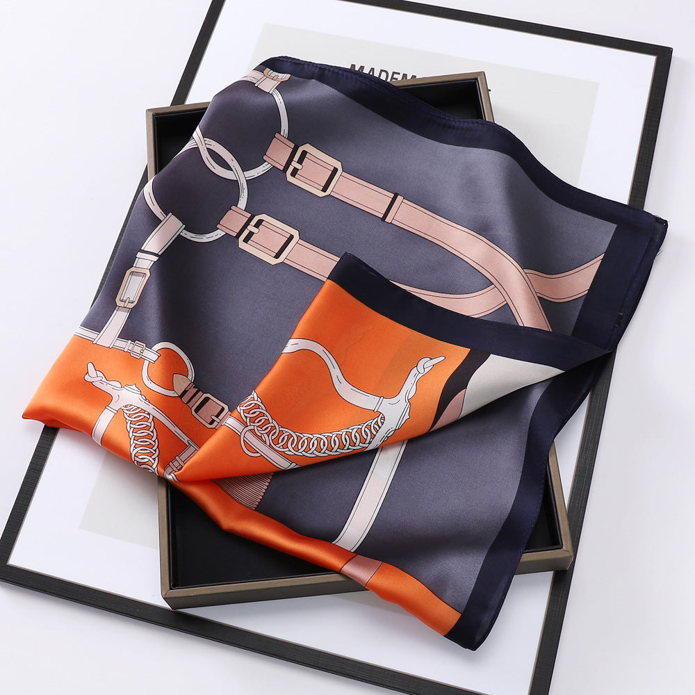 Small Square Towel Silk Scarf Retro Three-dimensional Letter Printing Ladies New