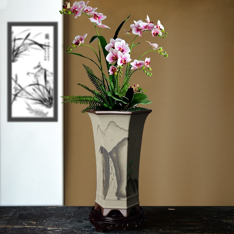 Yitaotang Large Yixing Clay Hexagonal Waist Flower Pot