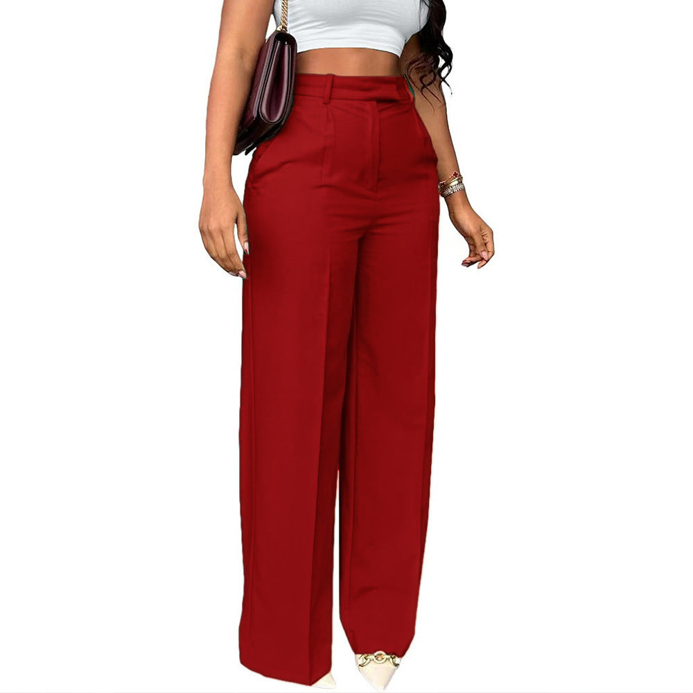 Women's High Waist Straight-leg Wide-leg Pants