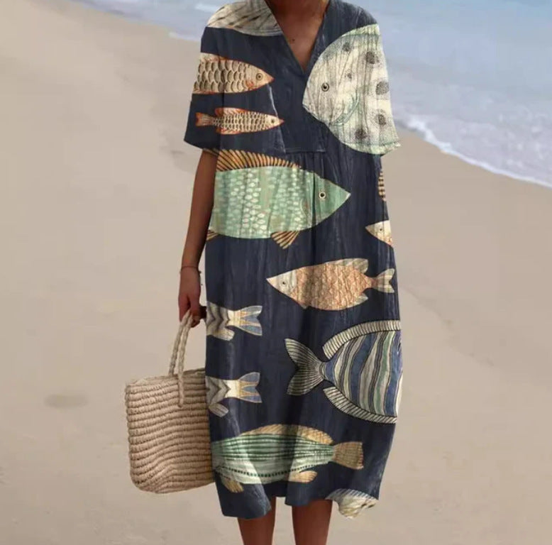 Casual Floral 3D Printing Women Dress