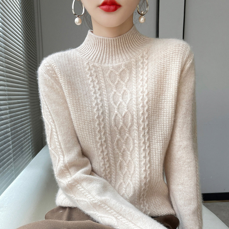 Women's Half Turtleneck Sweater Autumn And Winter New Soft Glutinous Loose Sweater