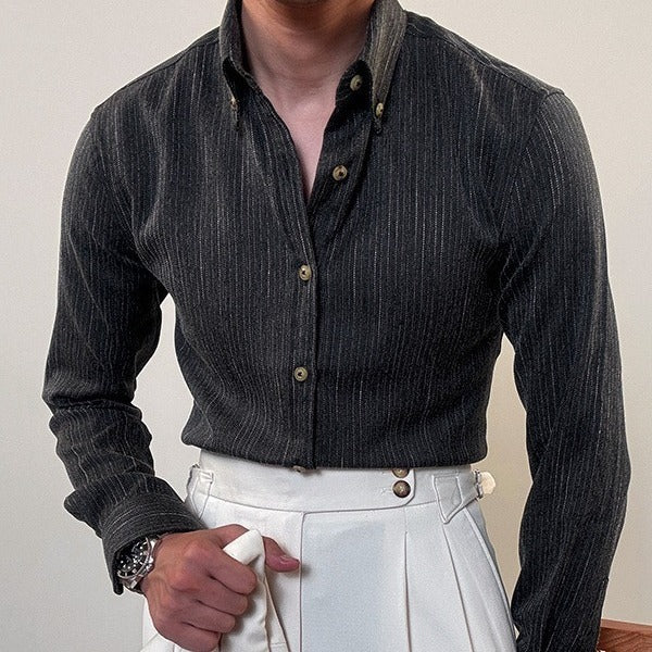 Spring Long Sleeve Shirt Male British Business Dress