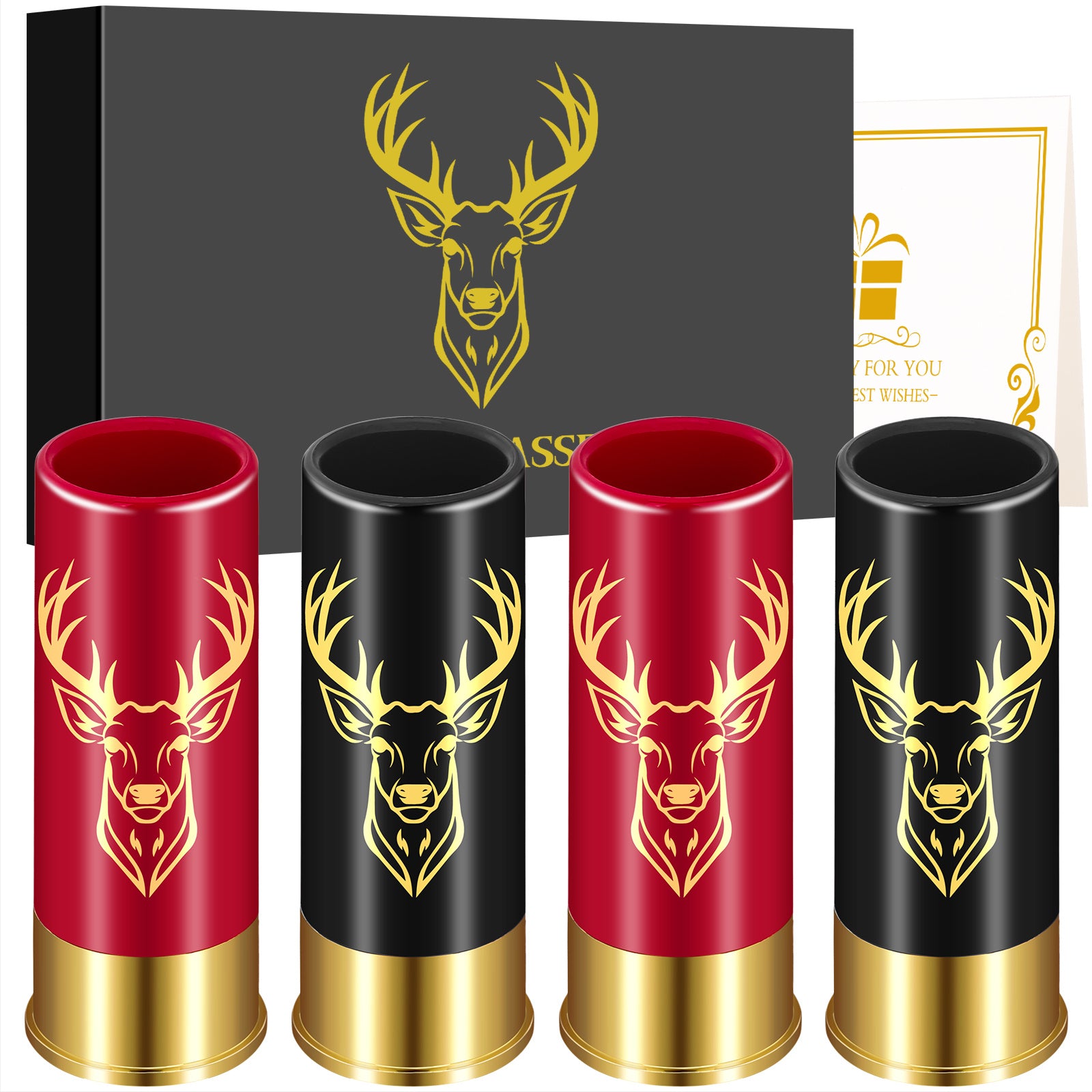 4 Deer Heads 1.5 Ounces - Reusable High-quality Plastic Bullet Cup, Suitable For Whiskey, Cocktails, And Wine, Perfect For Bars, Parties, And Gifts